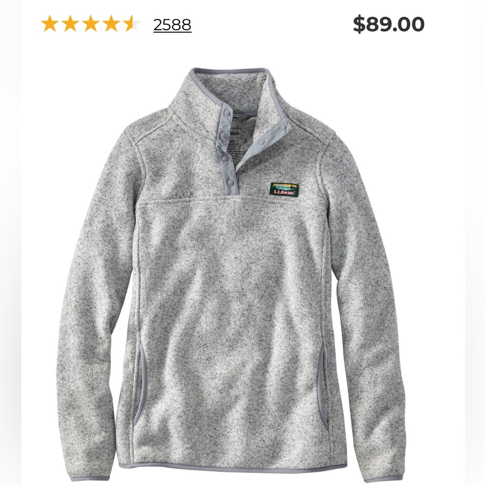 XS ll bean women sweater fleece pullover Heather grey - Picture 9 of 9